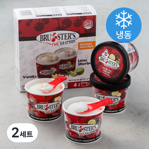 부르스터스 미니컵 바닐라맛 아이스크림 2개 + 라임샤벳 2개 세트 (냉동), 100ml, 4개입, 2세트