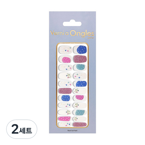 베르니아옹글스 리얼 젤네일 스티커 22p + 파일 + 알콜솜 세트, V-63 아련한 꽃말, 2세트