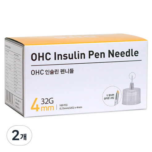 OHC 인슐린 펜니들 32G 4mm, 2개, 100개입