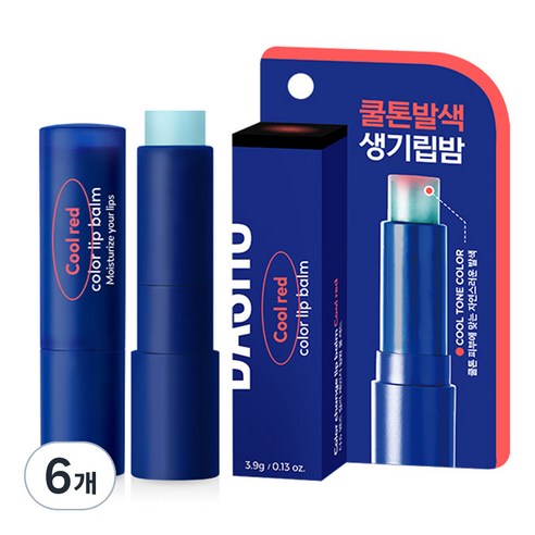 다슈 맨즈 컬러 체인지 립밤 4g, 쿨 레드, 6개
