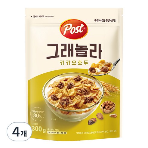 동서식품 포스트 그래놀라 카카오호두, 300g, 4개