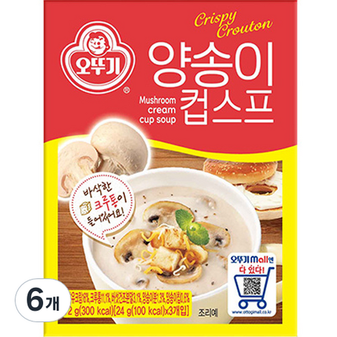 오뚜기 양송이 컵스프, 72g, 6개