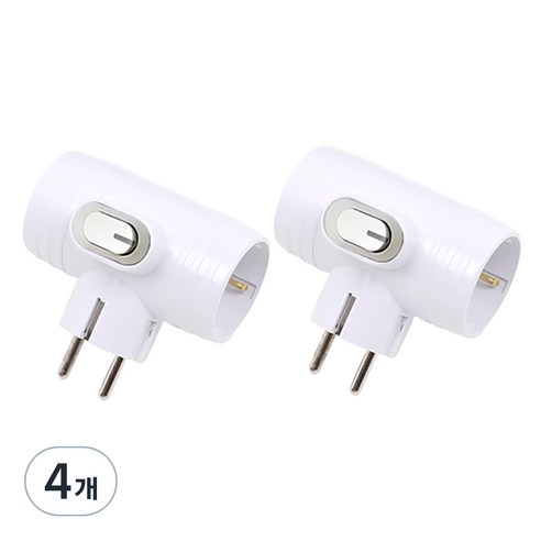 에코파워탭 개별 절전 T자 3구 LED스위치 멀티탭 EPM-403T, 8.5cm, 화이트, 4개