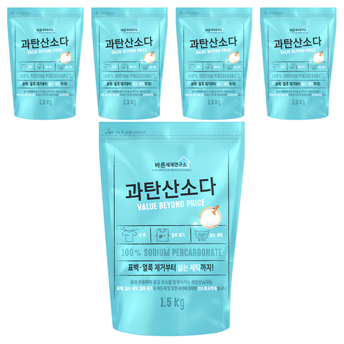 바른세제연구소 과탄산소다 다목적 세정제, 1.5kg, 5개