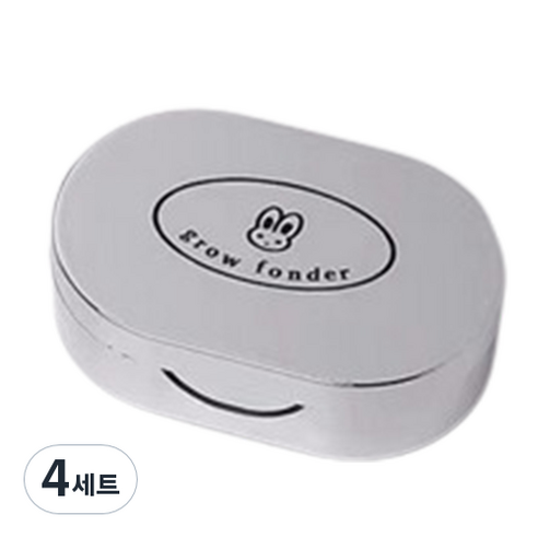 특별한상점 크롬 렌즈통 콘택트렌즈케이스 + 렌즈집게 세트, 실버 래빗, 4세트