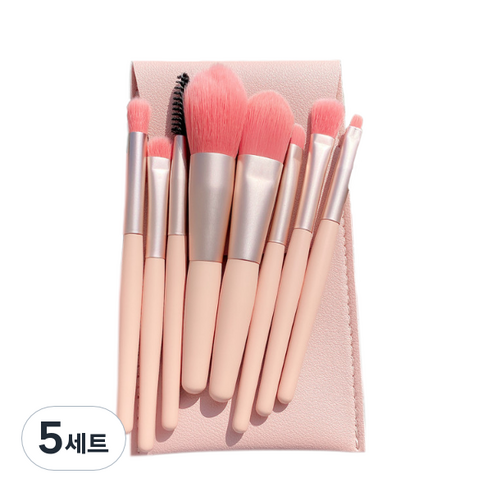 디에스 파스텔 파우치 브러쉬 8종 세트, 5세트, 핑크