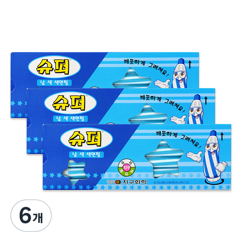지구화학 슈퍼색연필 낱색 하늘 12p, 1색, 6개