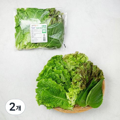 친환경 적상추+청상추+깻잎, 200g, 2개