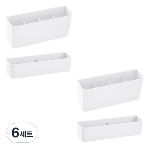 블럭마트 벽걸이형 접착식 우산보관함 더블 세트, 화이트, 6세트
