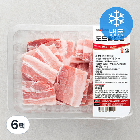 도드람한돈 복고삼겹살 구이용 (냉동), 600g, 6팩