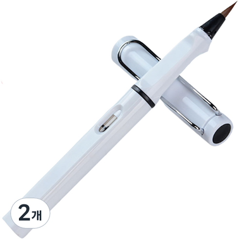 다사바바 초보자용 휴대용 펜 붓 불투명화이트, 2개, 필체길이 14 cm