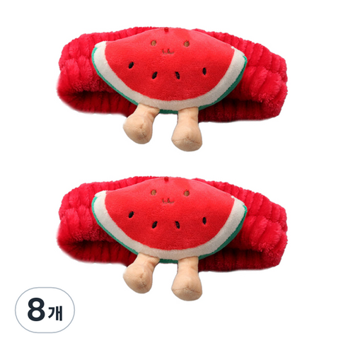 스위스녹스 동물 캐릭터 세안용 헤어밴드, 8개, 워터멜론