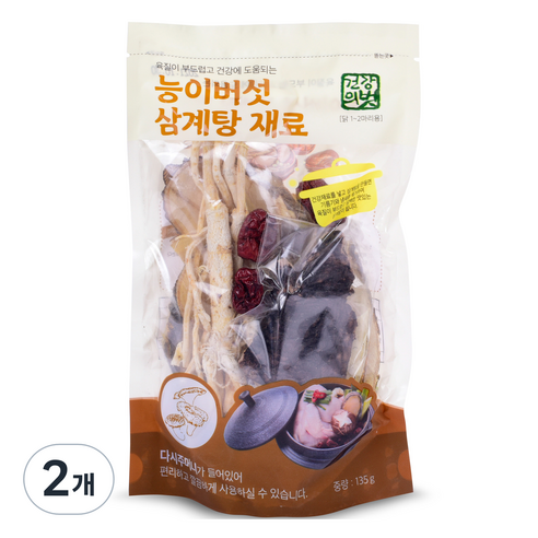 건강의벗 능이버섯 삼계탕 재료, 135g, 2개