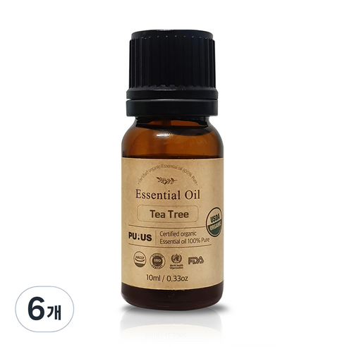 퓨어스 유기농 티트리오일, 10ml, 6개
