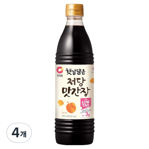 대상 청정원 햇살담은 저당 맛간장, 4개, 840ml