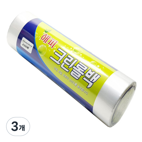 우진크린라이프 해피 크린 롤백, 특대, 200매, 3개