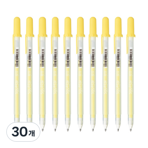 SAKURA 겔리롤 수플레 젤잉크펜 0.8mm, 옐로우, 30개