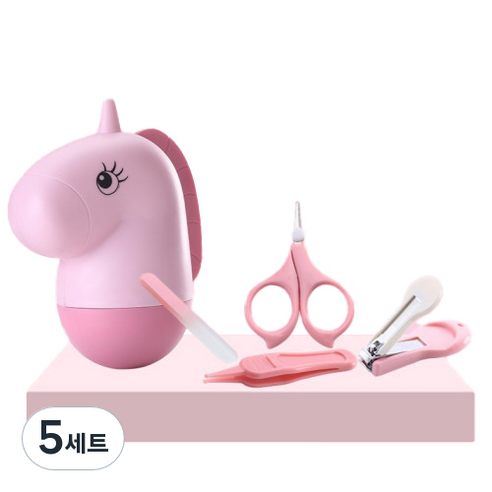 유니콘 동물 캐릭터 손톱깎이 세트, 핑크, 5세트