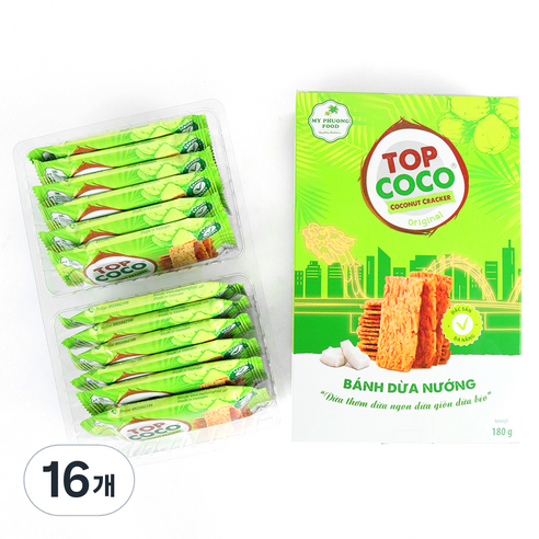 우리가스토리 탑코코 코코넛 크래커 오리지날 과자, 180g, 16개