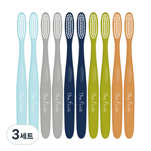 더퍼스트 옥수수소재 어린이 칫솔 3단계 5종 x 2p 세트, 스카이, 그레이, 네이비, 그린, 카멜, 3세트, 10개
