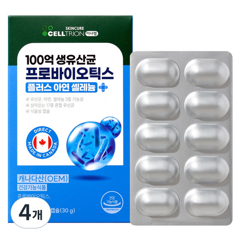 이너랩 100억 생유산균 프로바이오틱스 플러스 아연 셀레늄 30g, 4개, 60정