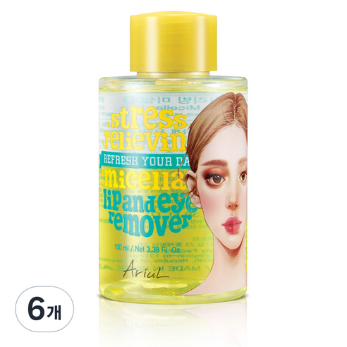 아리얼 스트레스 릴리빙 미셀라 립 앤 아이 리무버, 100ml, 6개