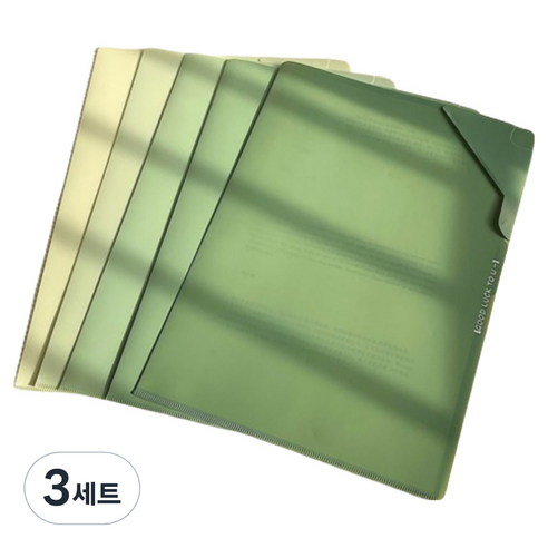 갠지라이프 그라데이션 대용량 L자 파일 5종 세트, 그린, 3세트