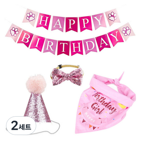 마켓감성 강아지 쁘띠 생일파티세트, 타입2, 2세트
