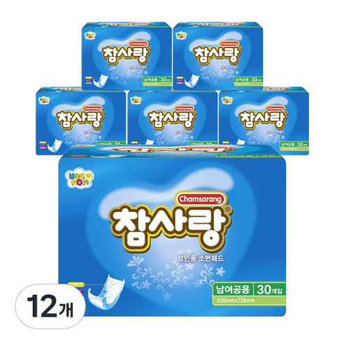 참사랑 소변패드 520 x 220 mm, 30개입, 12개
