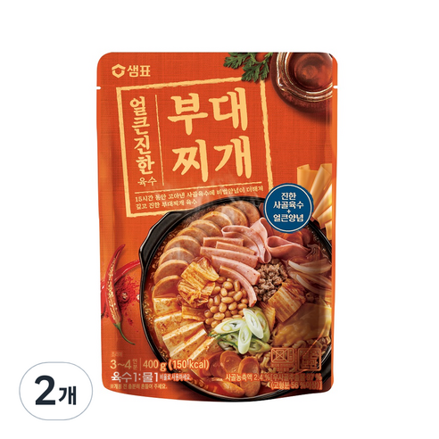 샘표 얼큰진한 부대찌개 육수, 400g, 2개