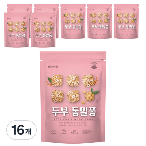 아이배냇 두부 통밀퐁 30g, 두부 + 통밀 혼합맛, 16개
