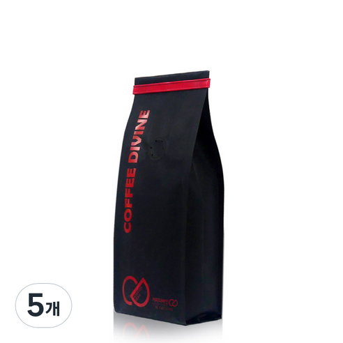커피디바인 브라질옐로우버번 원두커피, 홀빈(분쇄안함), 200g, 5개
