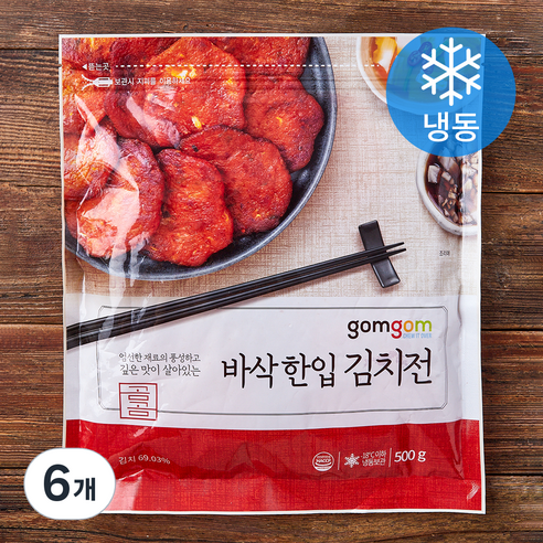 곰곰 바삭 한입 김치전 (냉동), 500g, 6개