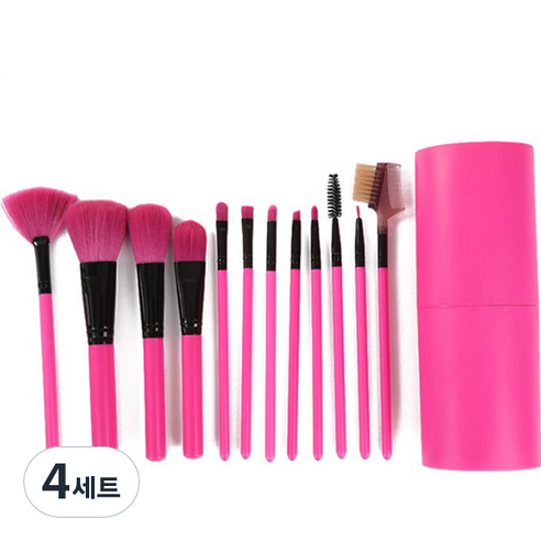 더벨라 페이스 메이크업 파우더 브러쉬 12종 세트, 4세트, 레드