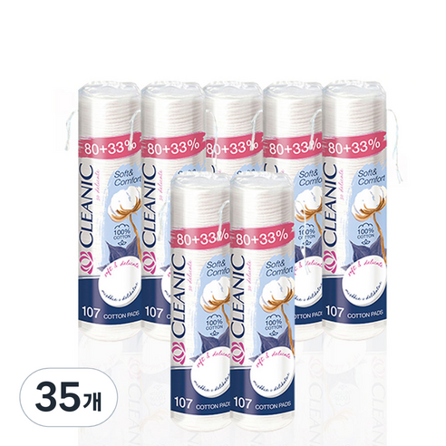 클레아닉 Pro Silk 소프트 앤 컴포트 화장솜, 107매입, 35개