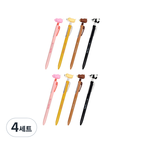 아이비스 큐티펫 젤펜 4종 세트 CR11557 0.5mm, 돼지, 강아지, 곰, 팬더, 4세트