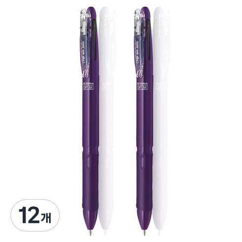 제브라 클립온 슬림 소프트 3C 3색펜 0.7mm, 다크퍼플, 12개