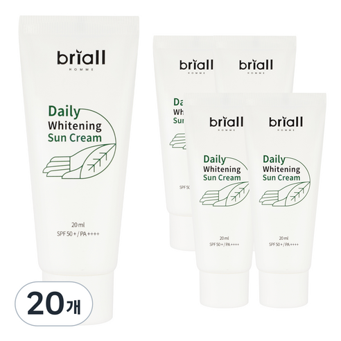 브리올옴므 남성용 데일리 화이트닝 선크림 SPF50+ PA++++, 20ml, 20개
