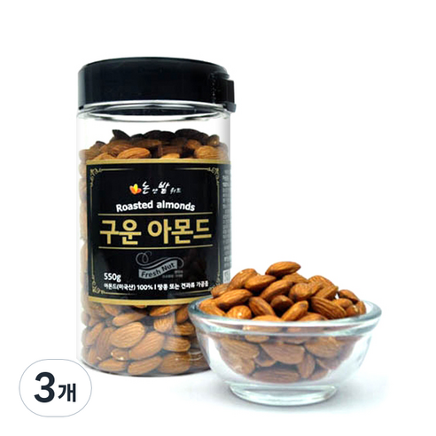 논앤밭위드 하루신선견과 구운아몬드 대, 550g, 3개