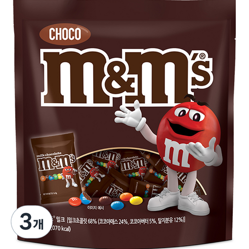 엠앤엠즈 밀크 펀사이즈 초콜릿, 230g, 3개