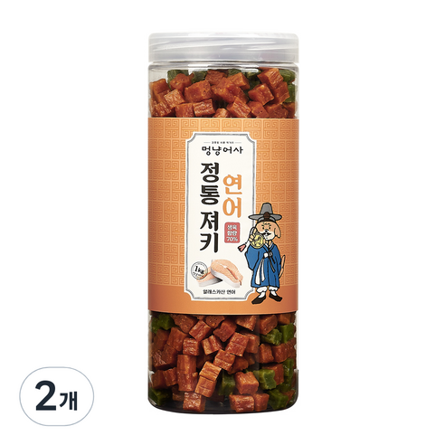 멍냥어사 강아지 정통 져키, 연어, 1kg, 2개