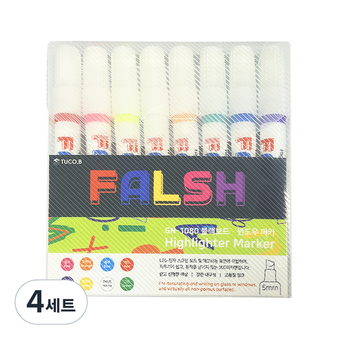 투코비 플래시 형광 보드마카펜 8색, 혼합색상, 4세트