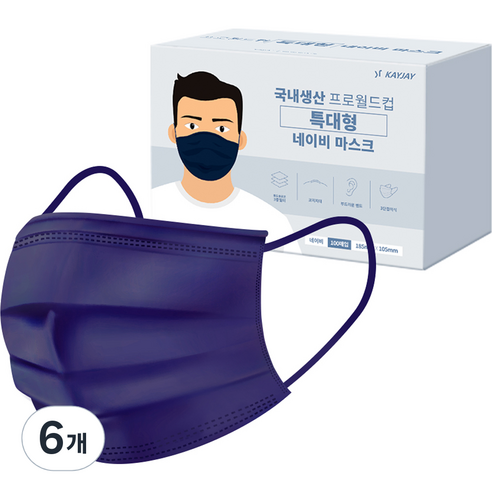 프로월드컵 마스크 특대형, 100매입, 6개, 네이비