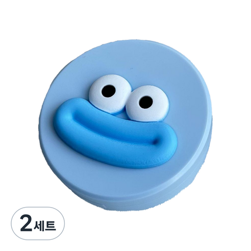 특별한상점 스마일 귀여운 콘택트 렌즈 보관 케이스 거울 집게 흡착 봉 세트, 스마일리 블루, 2세트