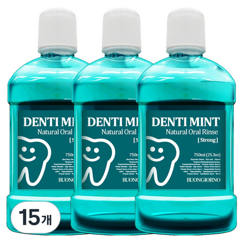 덴티본조르노 가글 구강세정제 스트롱, 750ml, 15개