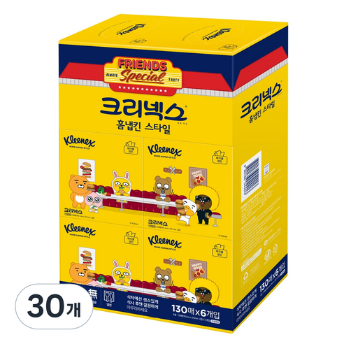 크리넥스 카카오 홈냅킨 130p, 30개, 화이트