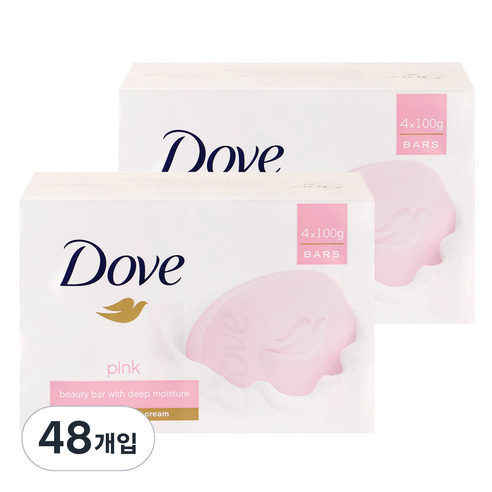 도브 뷰티바 핑크 비누, 90g, 48개입