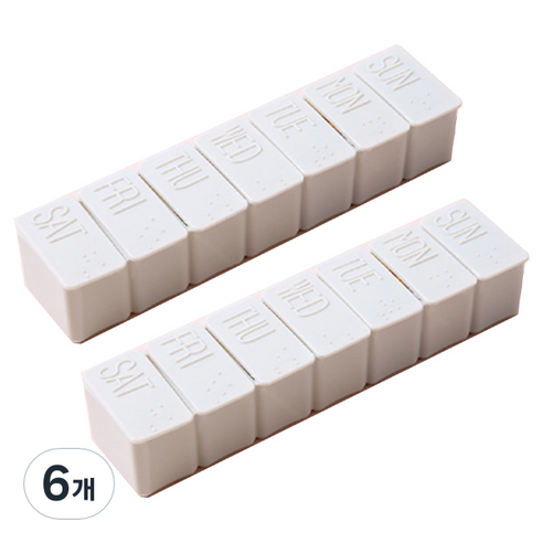 새봄리빙 휴대용 7칸 약통 그레이, 6개