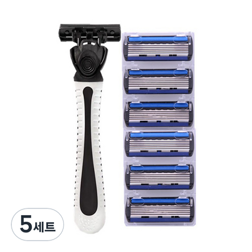 메디치트 5중 면도날 수동 면도기 블랙 + 날 6p 세트, 5세트