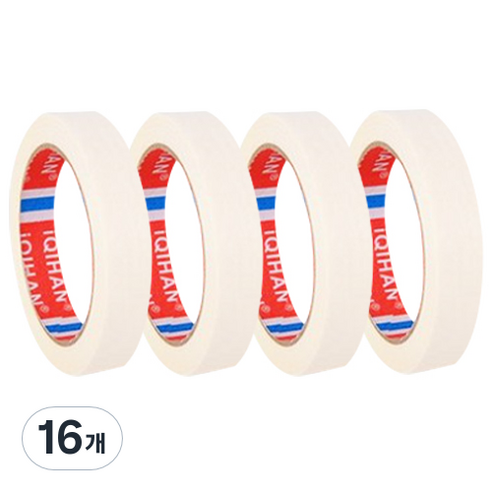 iQIHAN 다다 칼라 마스킹테이프 흰색 20 mm x 20 m, 16개